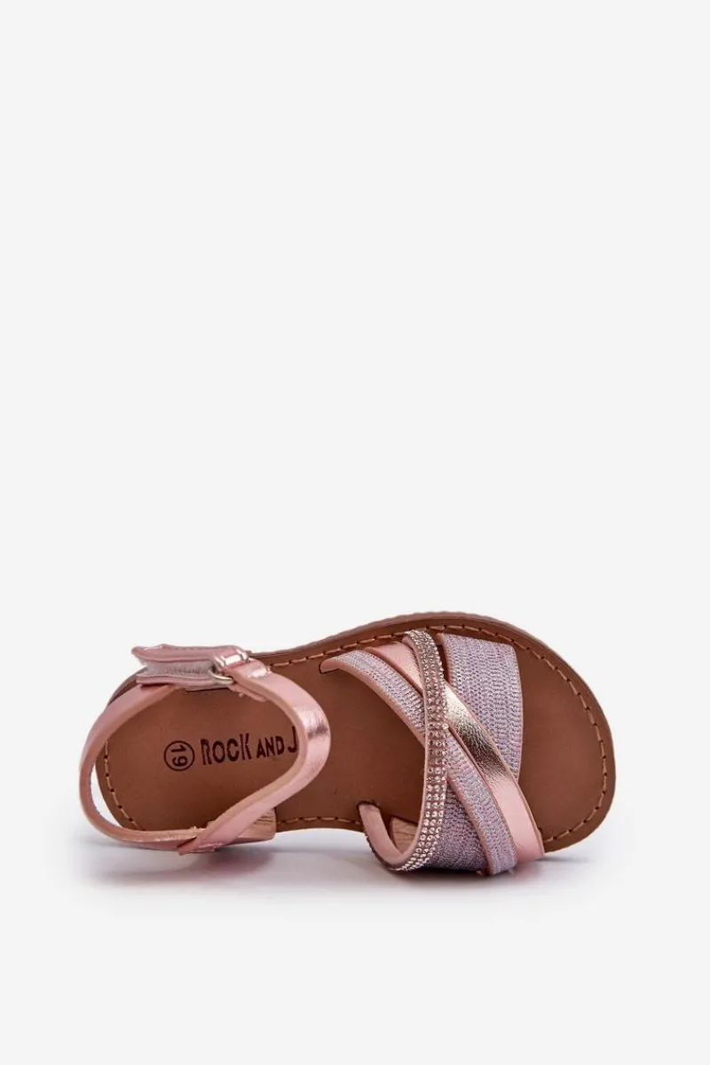 Dziewczęce>Boto Błyszczące Dziecięce Sandałki Na Rzep Różowe Delphina Różowy