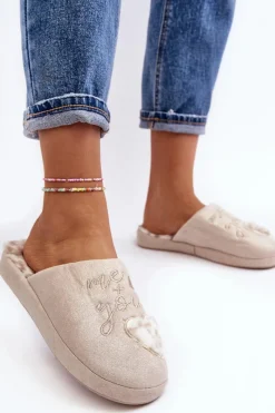 Sale Boto Błyszczące Kapcie Damskie Beżowe Geraja Beżowy