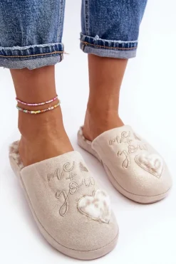 Sale Boto Błyszczące Kapcie Damskie Beżowe Geraja Beżowy
