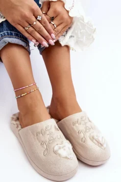 Sale Boto Błyszczące Kapcie Damskie Beżowe Geraja Beżowy