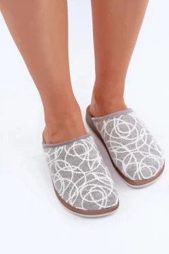 Best INBLU Błyszczące Kapcie Damskie CT000028 Szare Szary