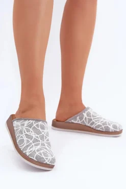 Best INBLU Błyszczące Kapcie Damskie CT000028 Szare Szary