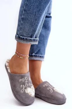 Best Boto Błyszczące Kapcie Damskie Szare Geraja Szary