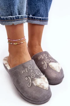 Best Boto Błyszczące Kapcie Damskie Szare Geraja Szary