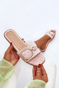 New Boto Błyszczące Klapki Damskie Z Ozdobą Różowe Taleci Różowy