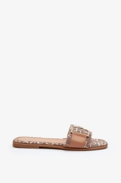 Clearance Błyszczące Klapki Damskie Z Ozdobą Brązowe Taleci Damskie Klapki Damskie Klasyczne