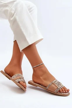 Clearance Błyszczące Klapki Damskie Z Ozdobą Brązowe Taleci Damskie Klapki Damskie Klasyczne