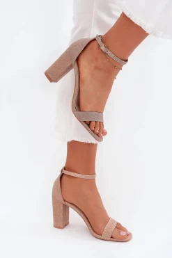 Sandały Na Słupku|Sandały Na Obcasie><noscript><img width=