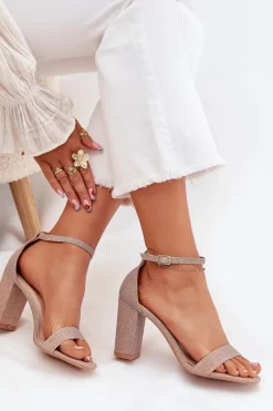 Sandały Na Słupku|Sandały Na Obcasie><noscript><img width=