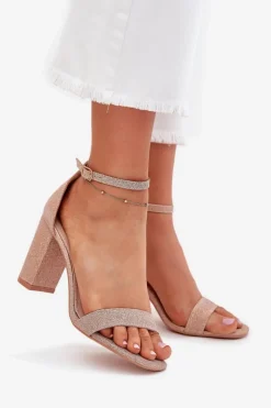 Sandały Na Słupku|Sandały Na Obcasie><noscript><img width=