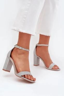 Hot Błyszczące Sandały Damskie Na Słupku Srebrne Kavina Damskie Sandały Na Słupku|Sandały Na Obcasie