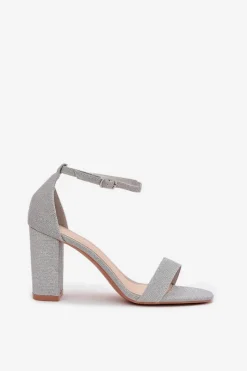 Hot Błyszczące Sandały Damskie Na Słupku Srebrne Kavina Damskie Sandały Na Słupku|Sandały Na Obcasie