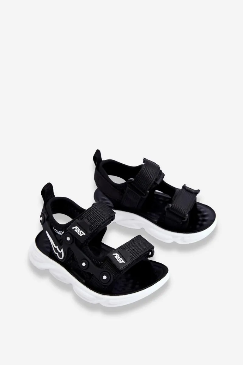 Hot Boto Chłopięce Sandałki Na Rzepy Czarno-Białe Tobias