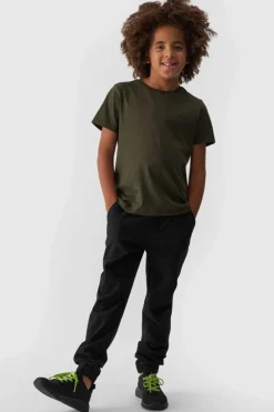 Spodnie Dziecięce|Odzież 4F>4F Chłopięce Spodnie Joggery Casual Gładkie JWMM00TTROM0812-20S Czarne Czarny