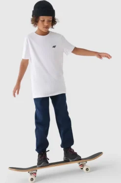Hot 4F Chłopięce Spodnie Joggery Casual Gładkie JWMM00TTROM0812-31S Granatowe Niebieski