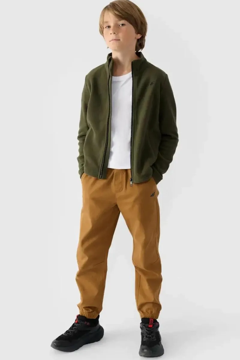 Odzież 4F|Bluzy Dziecięce>4F Chłopięcy Polar Ze Stójką JWMM00TFLEM245-43S Khaki Zielony