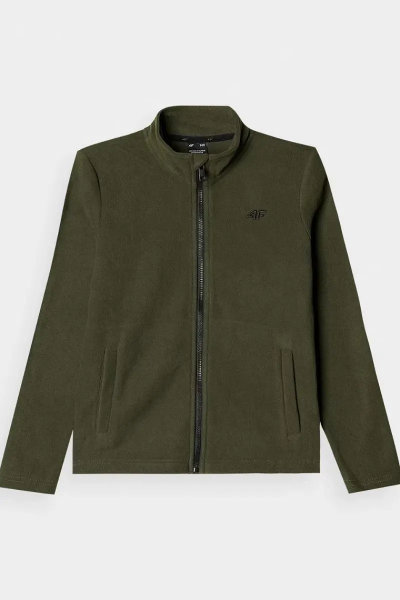 Odzież 4F|Bluzy Dziecięce>4F Chłopięcy Polar Ze Stójką JWMM00TFLEM245-43S Khaki Zielony