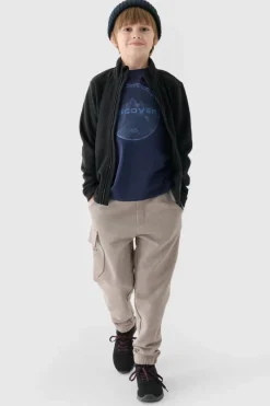 Outlet Chłopięcy Polar Ze Stójką JWMM00TFLEM245-20S Czarny Dzieci Bluzy Dziecięce|Odzież 4F