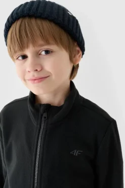 Outlet Chłopięcy Polar Ze Stójką JWMM00TFLEM245-20S Czarny Dzieci Bluzy Dziecięce|Odzież 4F