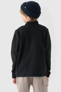 Outlet Chłopięcy Polar Ze Stójką JWMM00TFLEM245-20S Czarny Dzieci Bluzy Dziecięce|Odzież 4F