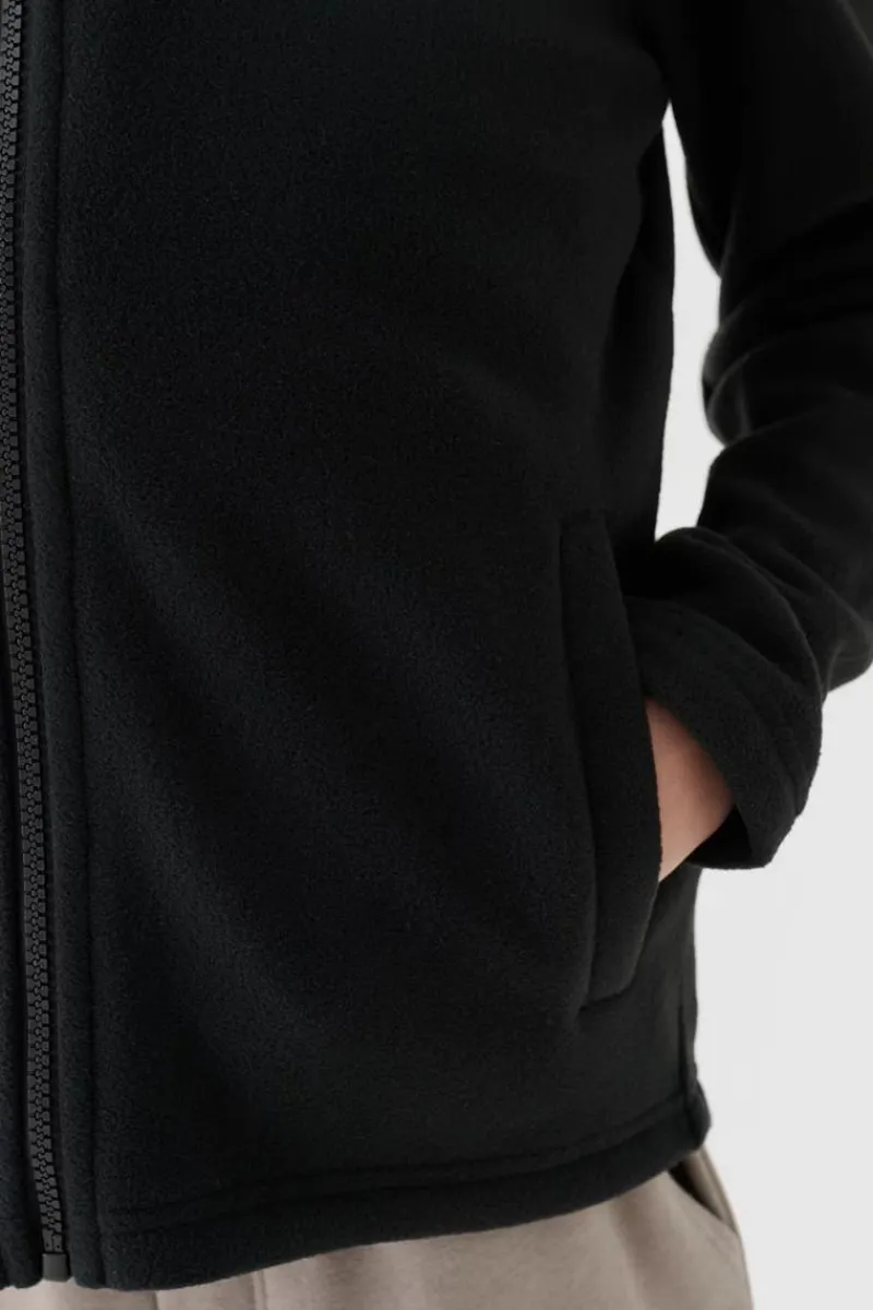 Outlet Chłopięcy Polar Ze Stójką JWMM00TFLEM245-20S Czarny Dzieci Bluzy Dziecięce|Odzież 4F