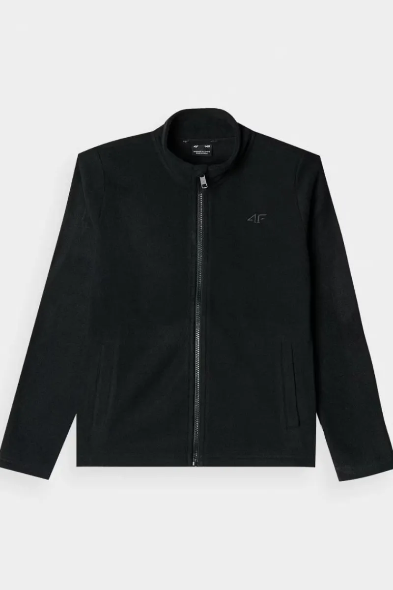 Outlet Chłopięcy Polar Ze Stójką JWMM00TFLEM245-20S Czarny Dzieci Bluzy Dziecięce|Odzież 4F