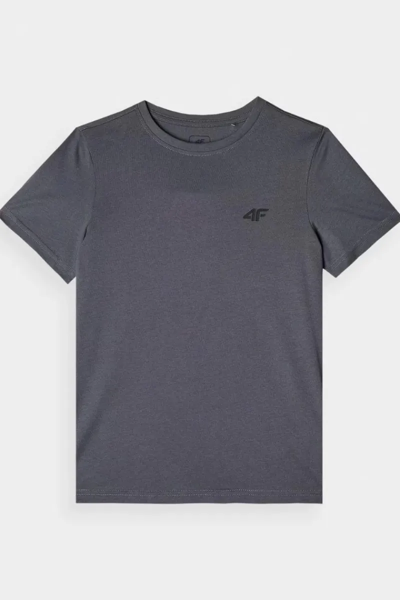T-Shirty Dziecięce|Odzież 4F>4F Chłopięcy T-shirt Gładki Bawełniany Szary JWMM00TTSHM1626-25S