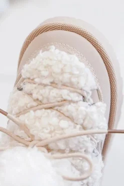 Ciepłe Botki Śniegowce Dziecięce Wiązane Beżowe Asija Dzieci Dziewczęce