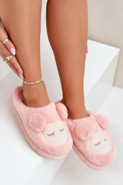 Sale Boto Ciepłe Futrzane Kapcie Damskie Różowe Jozelinetta Różowy