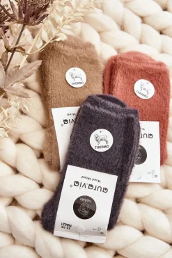 Skarpetki|Skarpetki>Aura.via Ciepłe Gładkie Skarpety Damskie Alpaka Beżowe