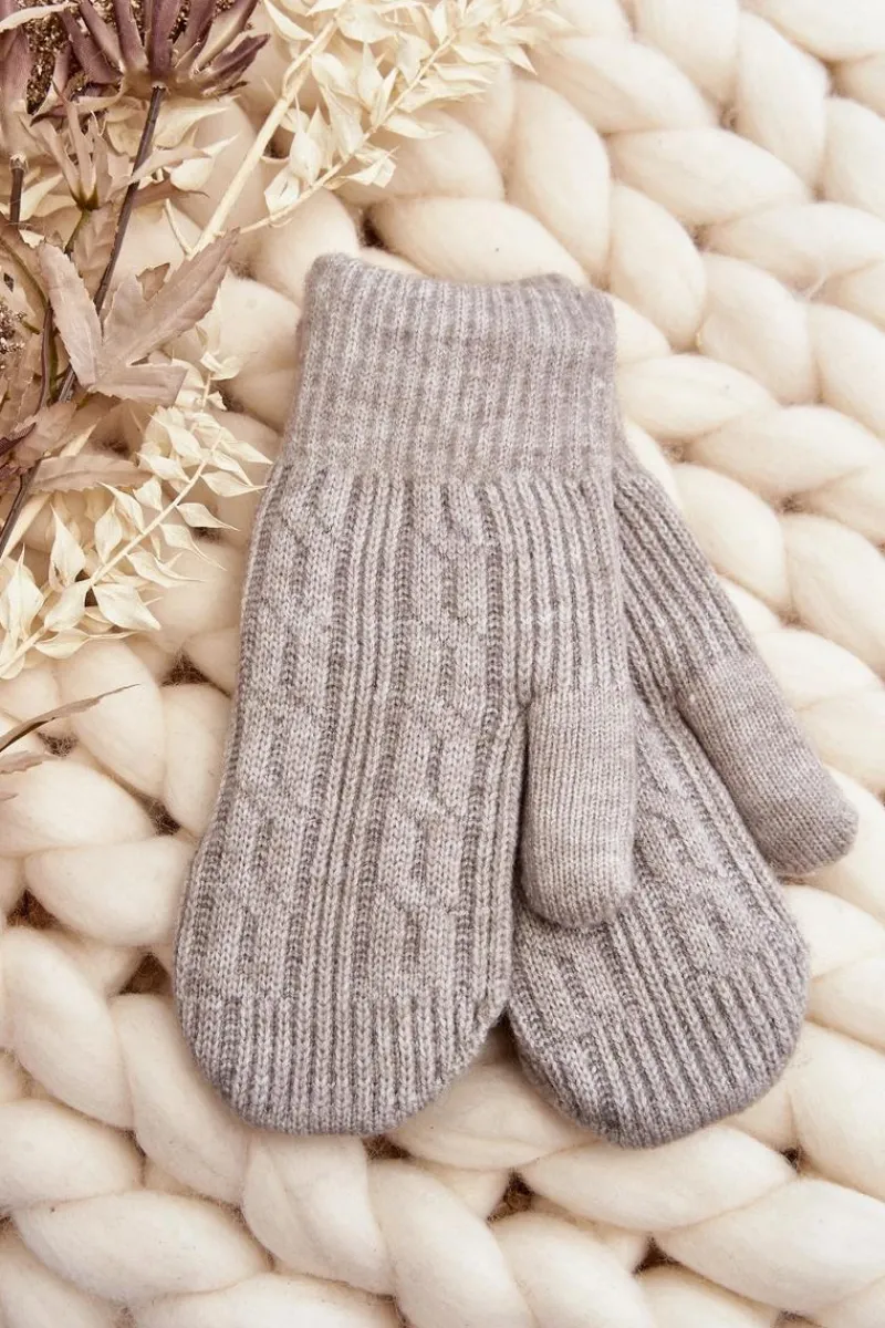 Hot Aura.via Ciepłe Rękawiczki Damskie Jednopalczaste Szare