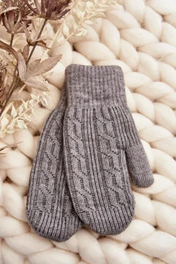 Discount Aura.via Ciepłe Rękawiczki Damskie Jednopalczaste Ciemno Szare