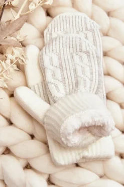 Rękawiczki>Aura.via Ciepłe Rękawiczki Damskie Jednopalczaste Białe