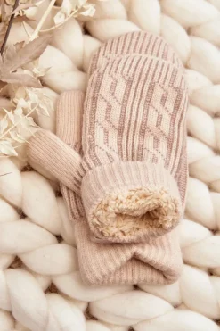 New Ciepłe Rękawiczki Damskie Jednopalczaste Beżowe Rękawiczki