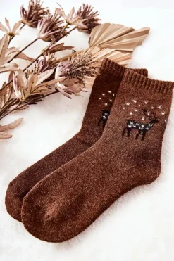 Skarpetki|Skarpetki>COSAS Ciepłe Skarpetki Z Reniferem Brązowe