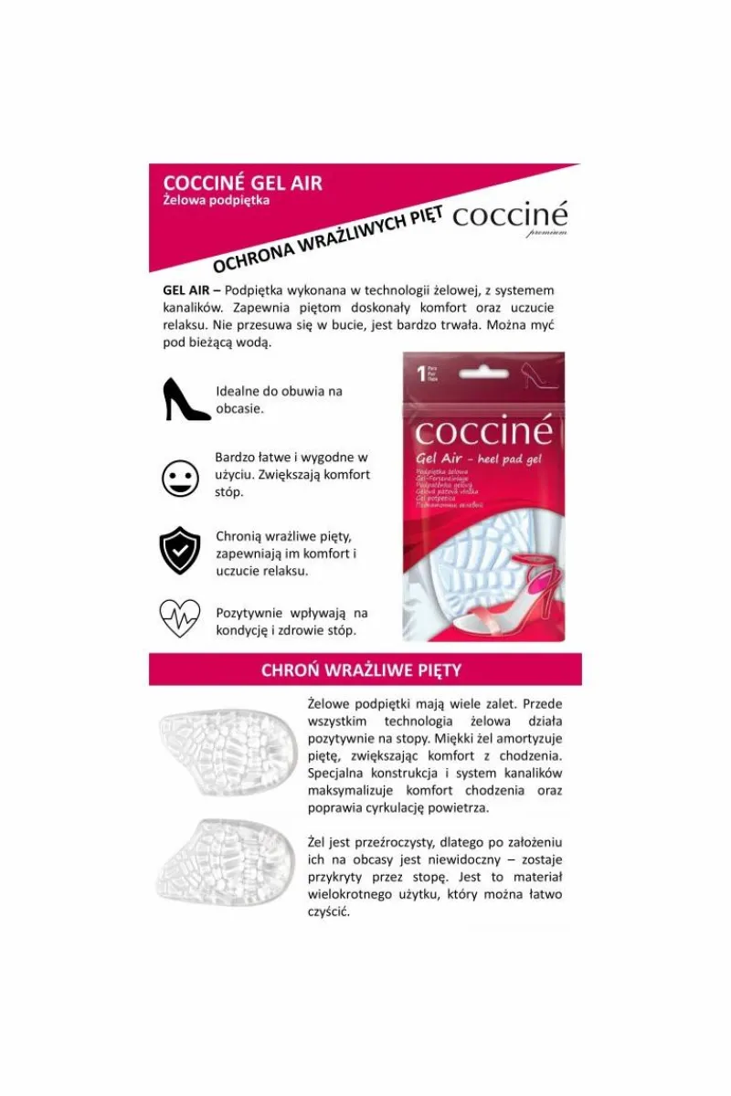 New Coccine Żelowe Damskie Podpiętki Gel Air Podpiętki