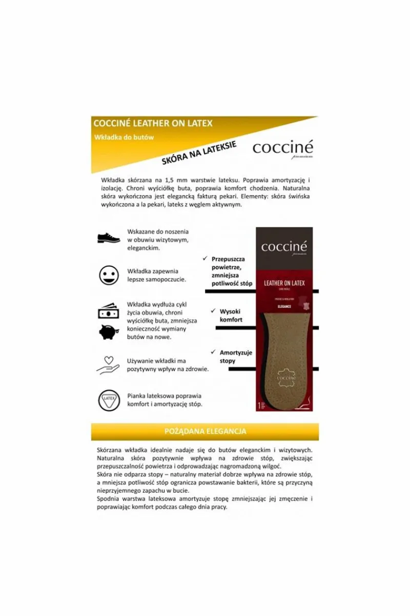 pielęgnacja obuwia Coccine Coccine Leather On Latex Foam Wkładki Skórzane Na Lateksie
