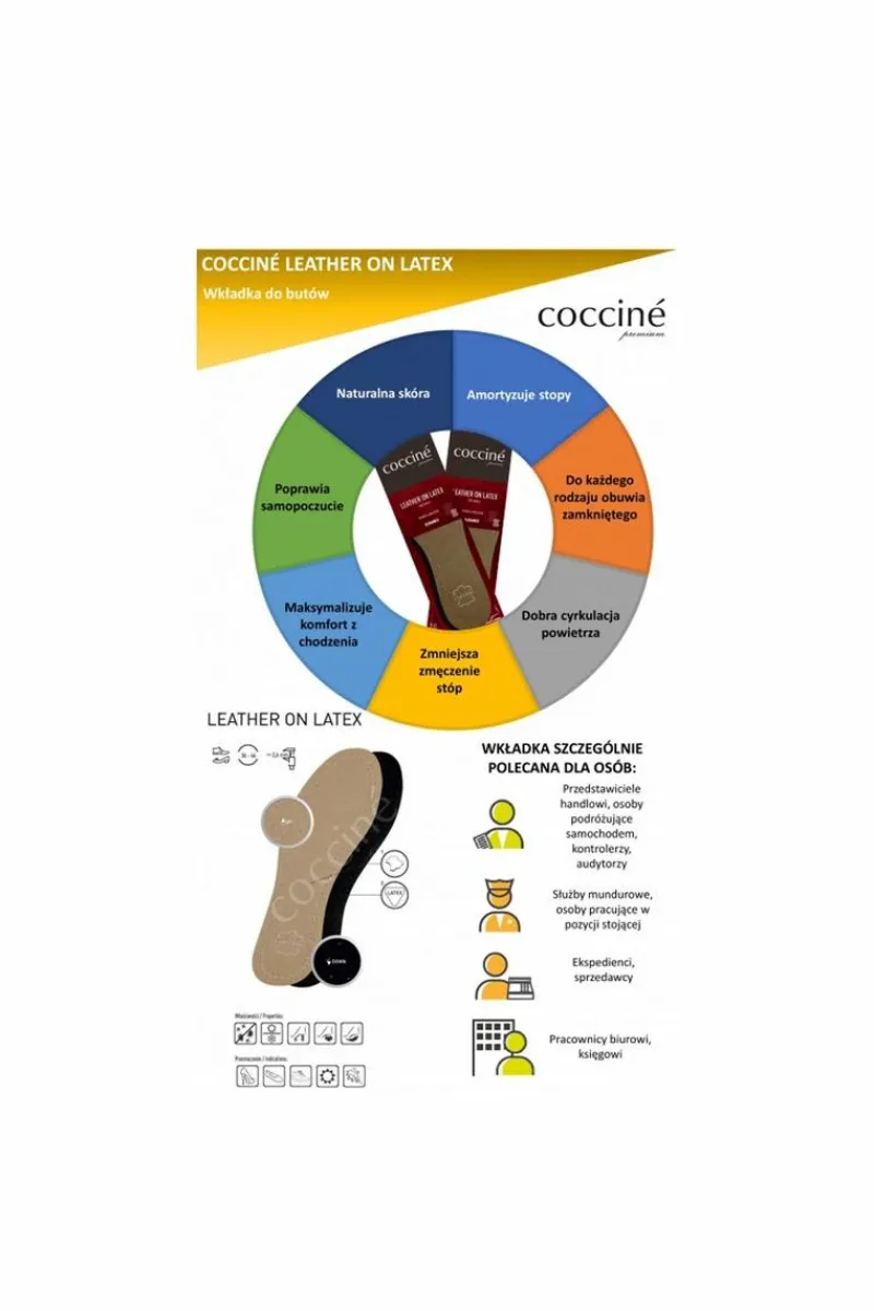 pielęgnacja obuwia Coccine Coccine Leather On Latex Foam Wkładki Skórzane Na Lateksie