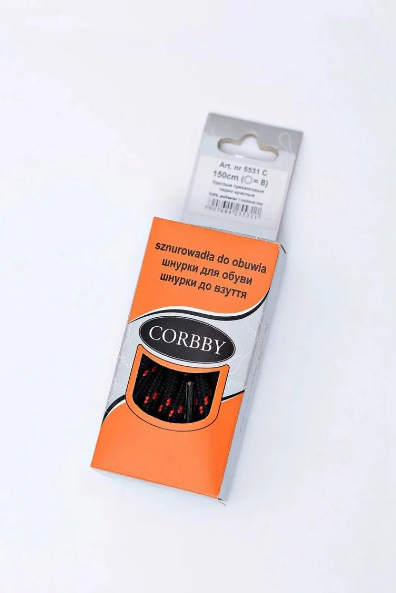 Corbby Trekkingowe Sznurowadła Czarno Czerwone
