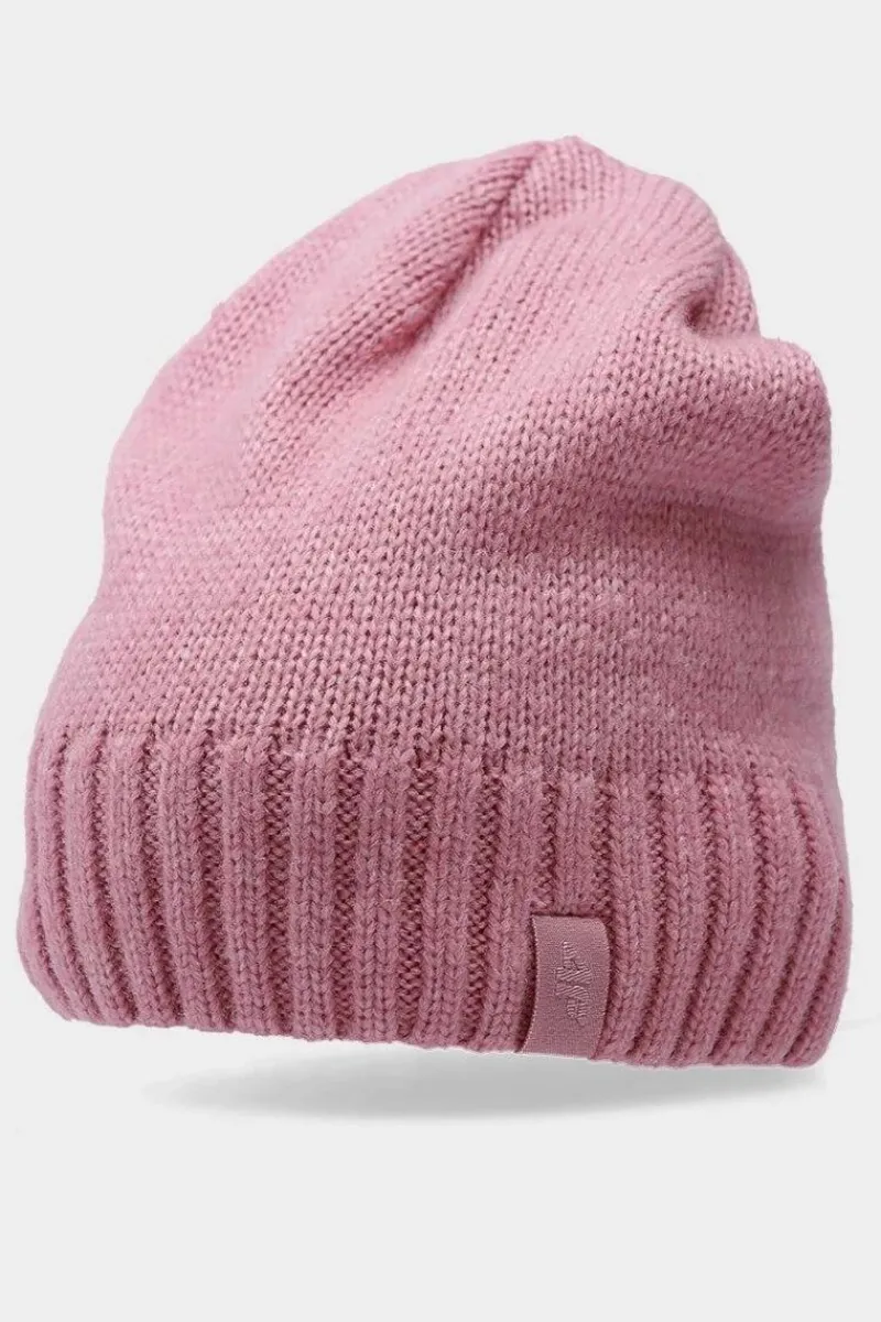 4F Czapka Zimowa Damska Z Dodatkiem Wełny AW23ACAPF286-56S Różowa