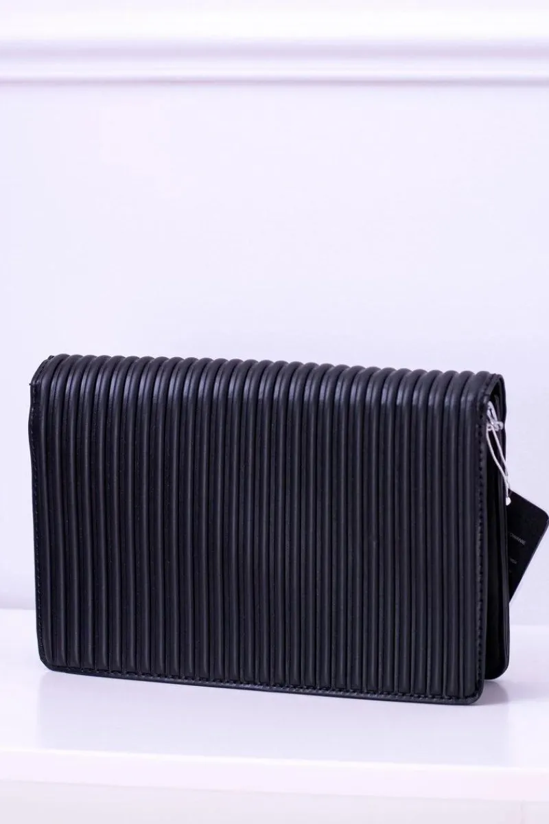 Torebki Klasyczne>Boto Czarna Damska Klasyczna Prążkowana Torebka