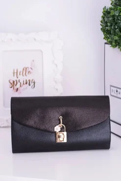 Kopertówki>Boto Czarna Kopertówka Złoty Łańcuch Zatrzask Kłódka