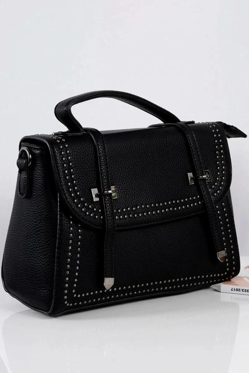 Torebki Kuferki>Boto Czarna Torebka Damska Listonoszka Kuferek Dżety