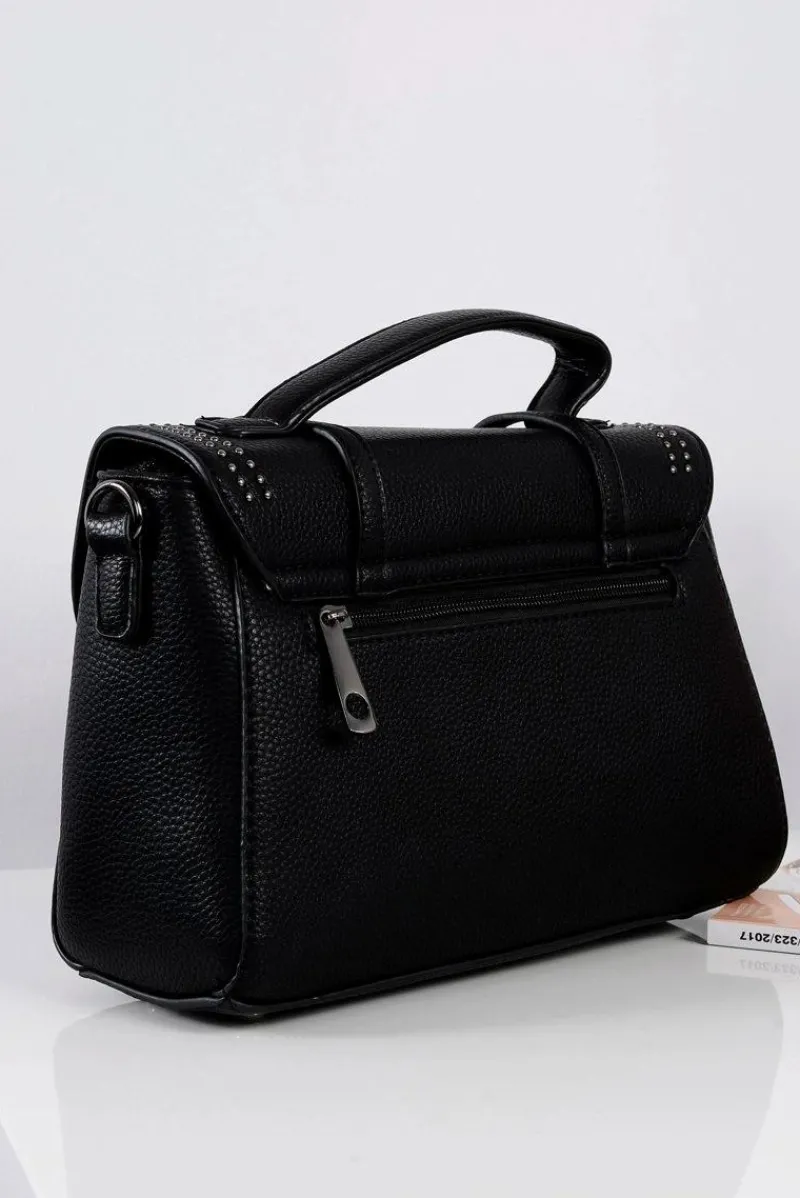 Torebki Kuferki>Boto Czarna Torebka Damska Listonoszka Kuferek Dżety