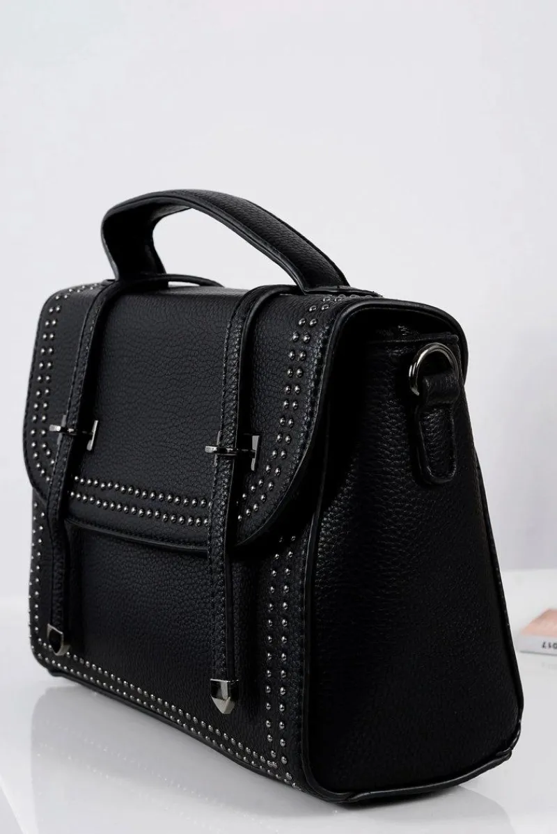 Torebki Kuferki>Boto Czarna Torebka Damska Listonoszka Kuferek Dżety