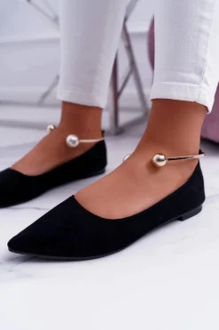 Baleriny Klasyczne>Boto Czarne Balerinki Z Bransoletką W Szpic Mami