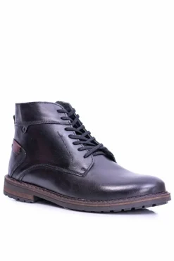 Discount Boto Czarne Botki Męskie Skórzane Ocieplane Trzewiki Devenor