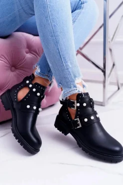 Botki Wiosenne|Brązowe I Beżowe Botki>Boto Czarne Botki z Wycięciami Cadenza