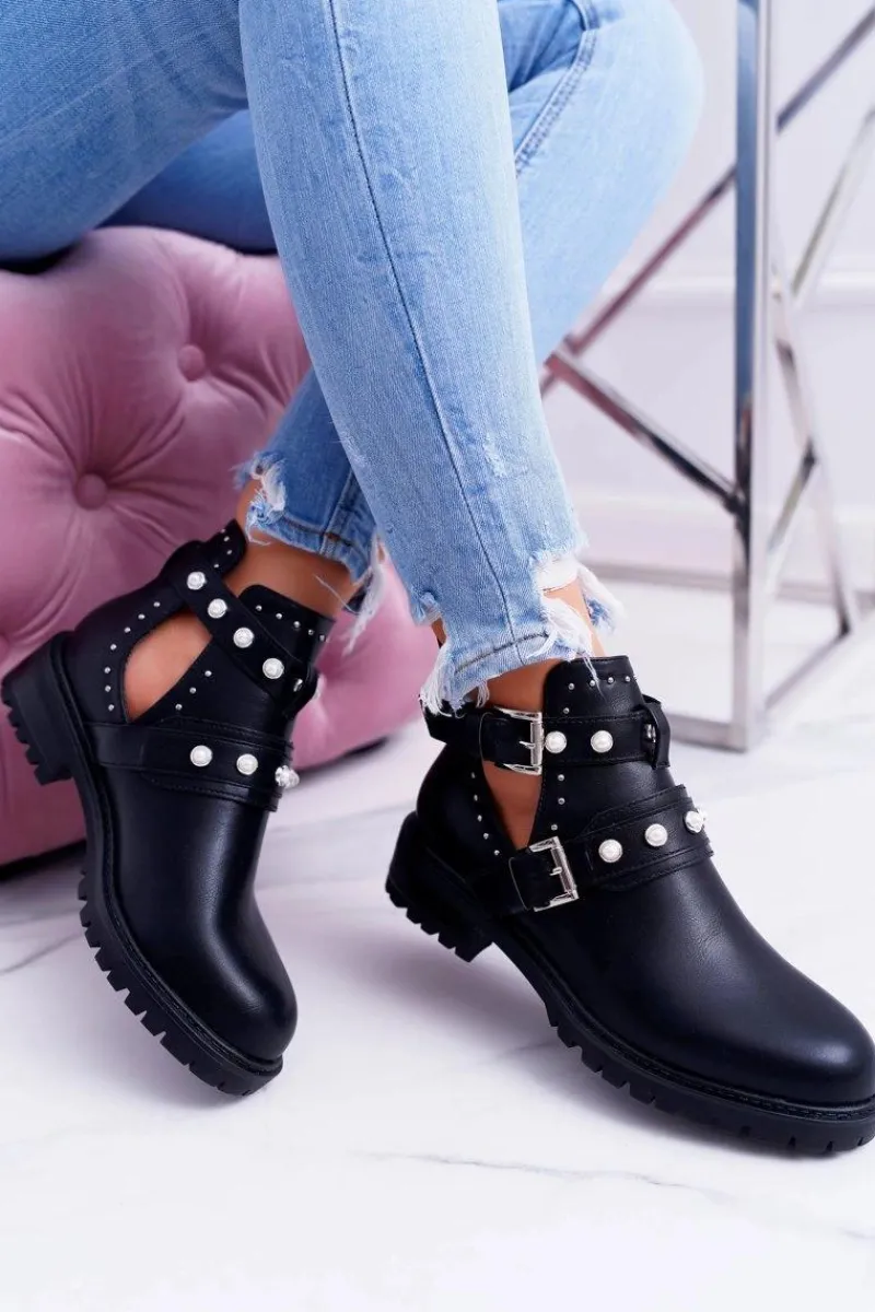 Botki Wiosenne|Brązowe I Beżowe Botki>Boto Czarne Botki z Wycięciami Cadenza