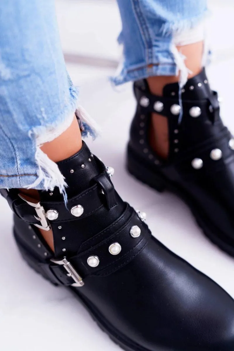 Botki Wiosenne|Brązowe I Beżowe Botki>Boto Czarne Botki z Wycięciami Cadenza